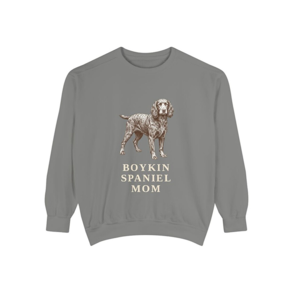 Boykin Spaniel Mom Sweatshirt, Grey, front view