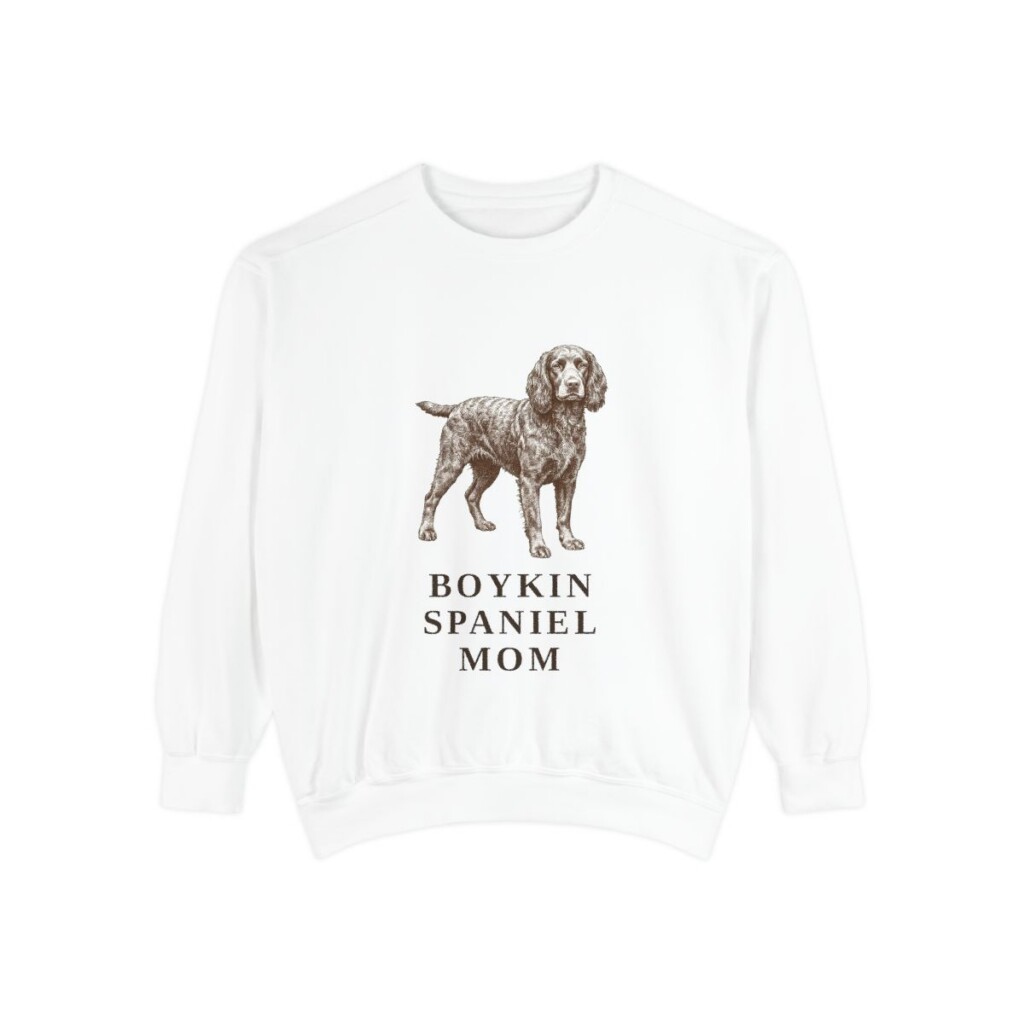 Boykin Spaniel Mom Sweatshirt, White, front view