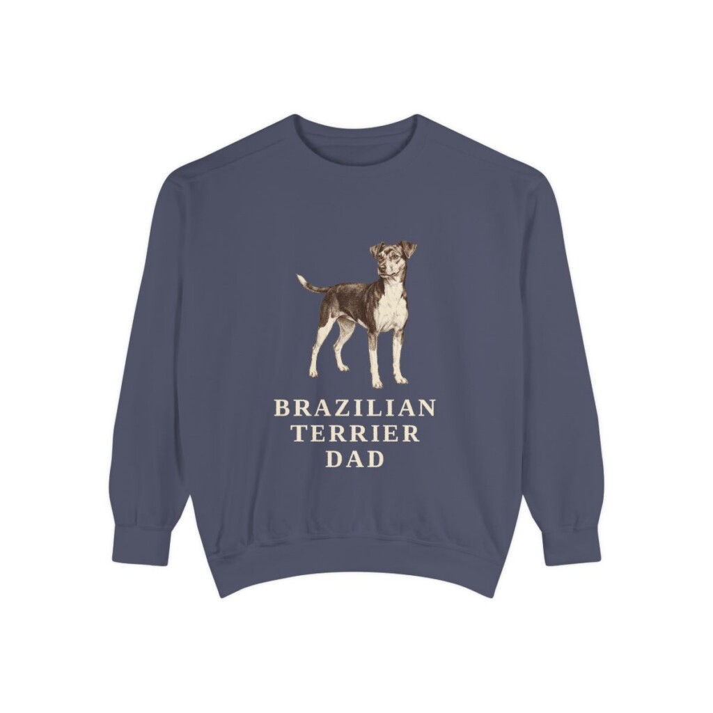 Brazilian Terrier Dad Sweatshirt, Denim, front view