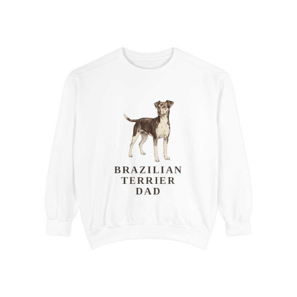 Brazilian Terrier Dad Sweatshirt, White, front view