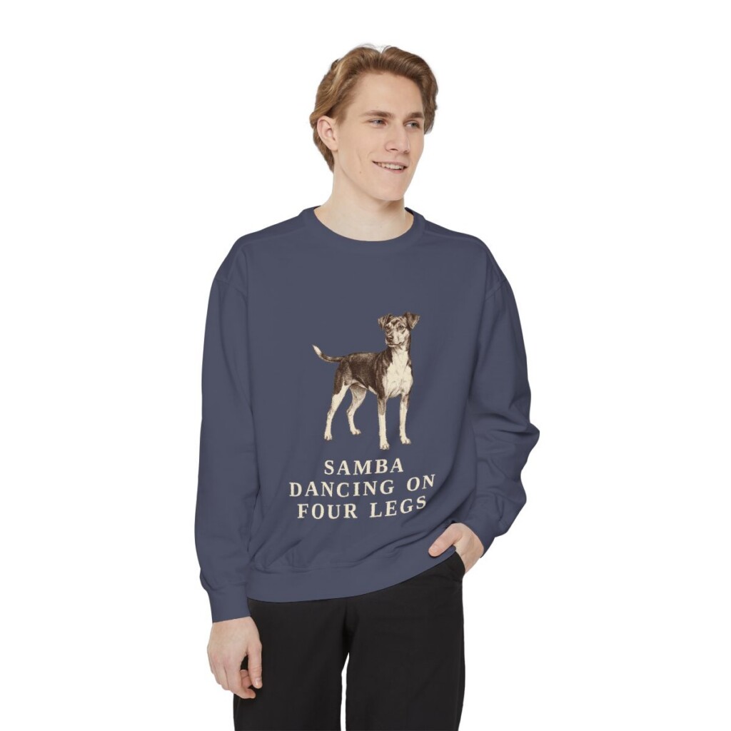 Brazilian Terrier Humor Sweatshirt, Denim, person 1 front