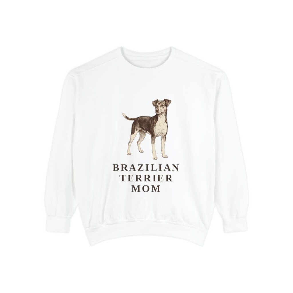 Brazilian Terrier Mom Sweatshirt, White, front view