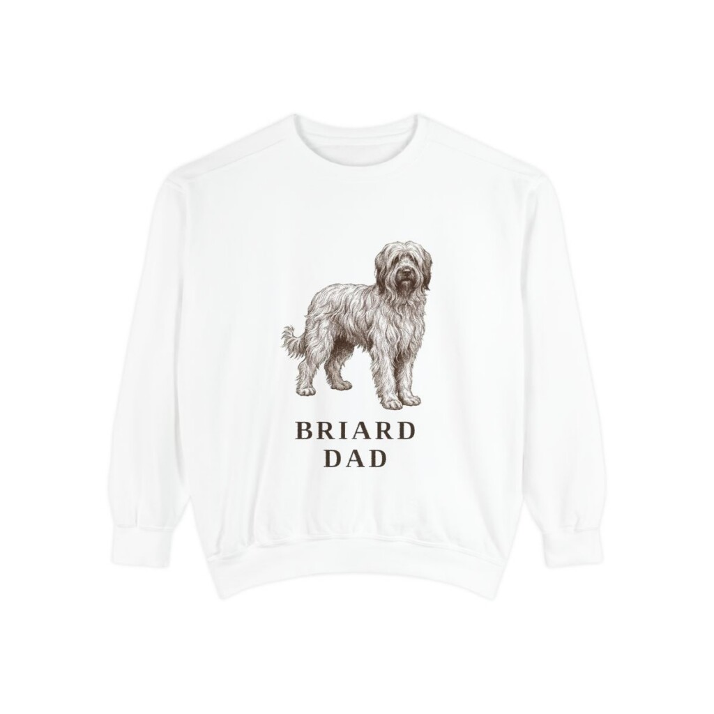 Briard Dad Sweatshirt, White, front view