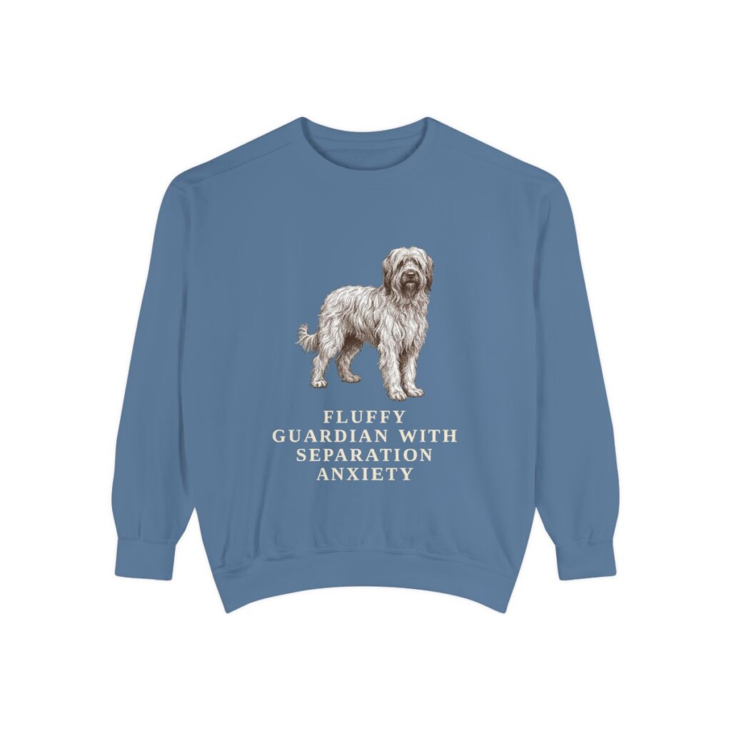 Briard Humor Sweatshirt, Blue Jean, front view