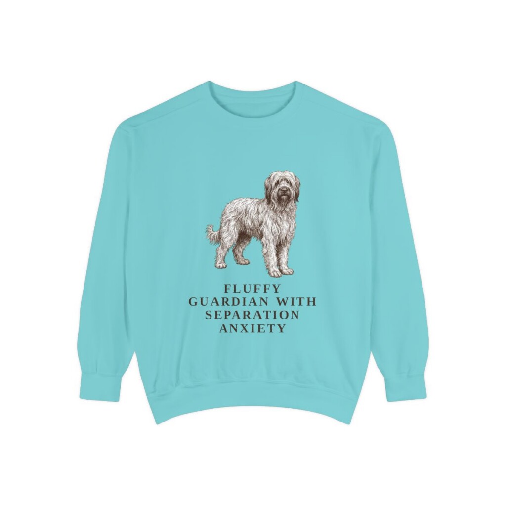 Briard Humor Sweatshirt, Chalky Mint, front view