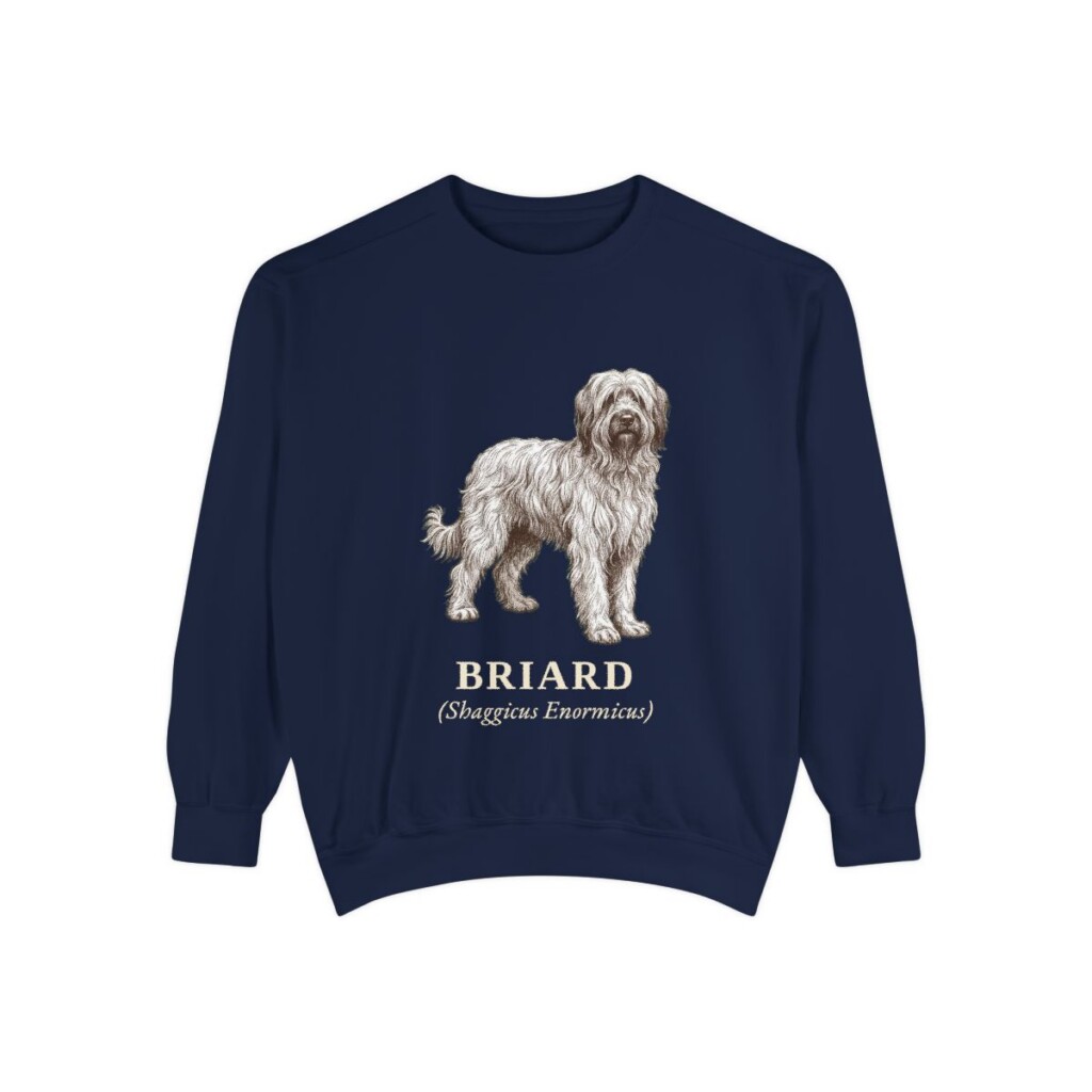 briard-sweatshirt-latin-true-navy-1 Briard Latin Sweatshirt, True Navy, front view