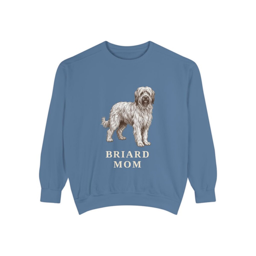briard-sweatshirt-mom-blue-jean Briard Mom Sweatshirt, Blue Jean, front view