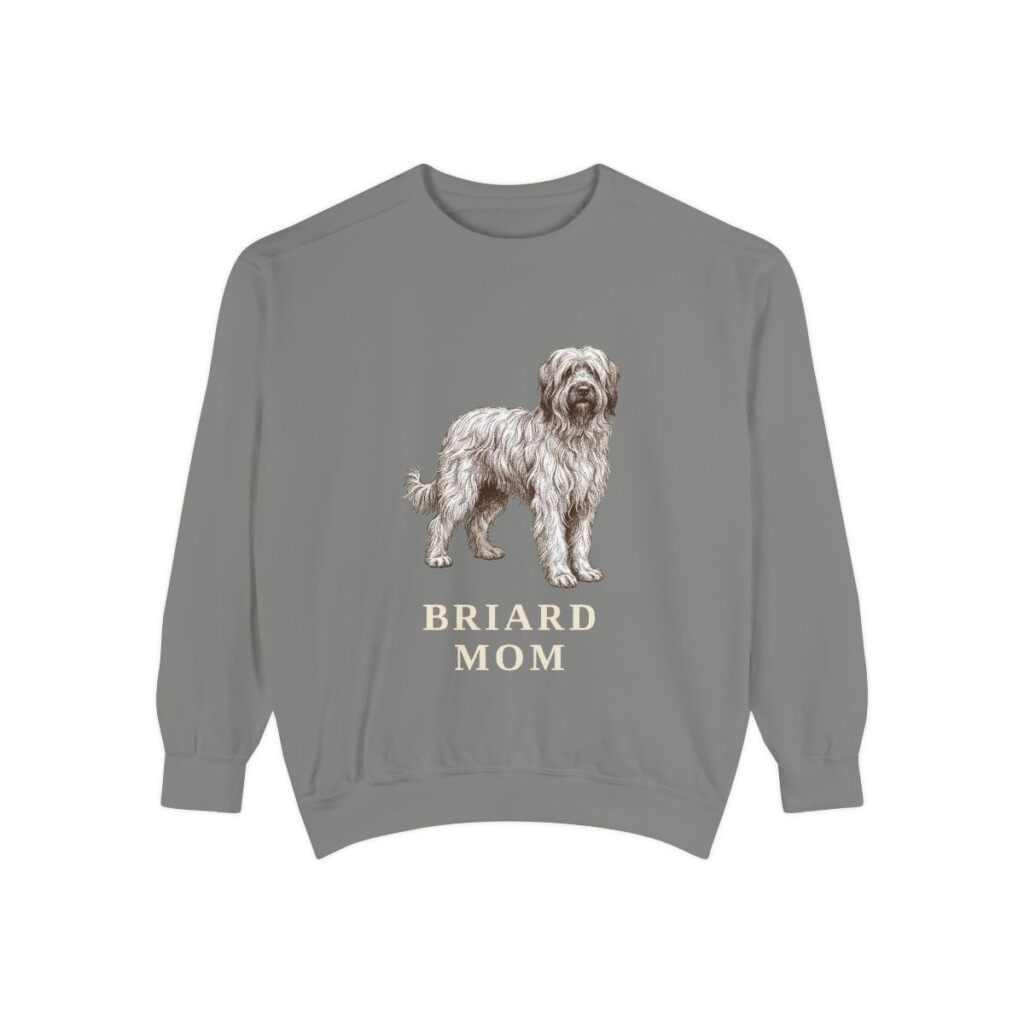 briard-sweatshirt-mom-grey Briard Mom Sweatshirt, Grey, front view
