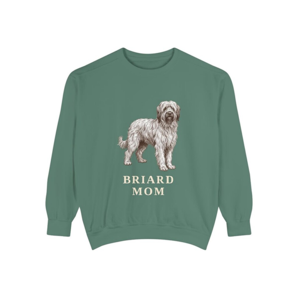 briard-sweatshirt-mom-light-green Briard Mom Sweatshirt, Light Green, front view