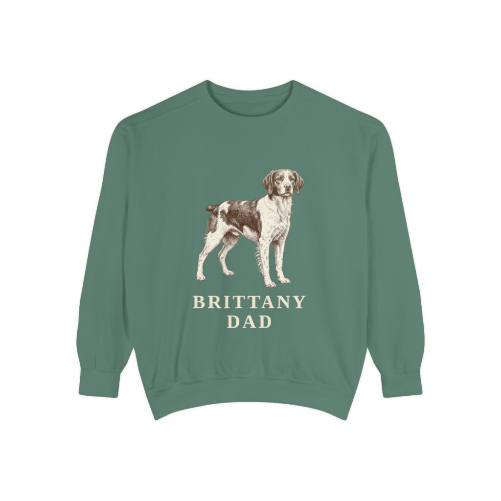 brittany-sweatshirt-dad-light-green Brittany Dad Sweatshirt, Light Green, front view