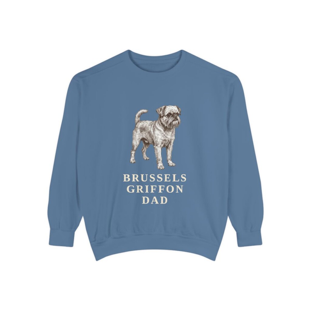 Brussels Griffon Dad Sweatshirt, Blue Jean, front view