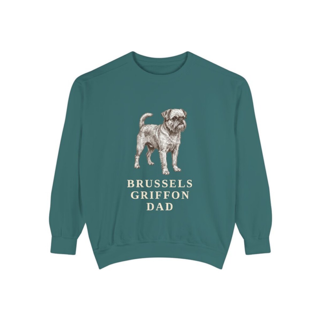 Brussels Griffon Dad Sweatshirt, Blue Spruce, front view