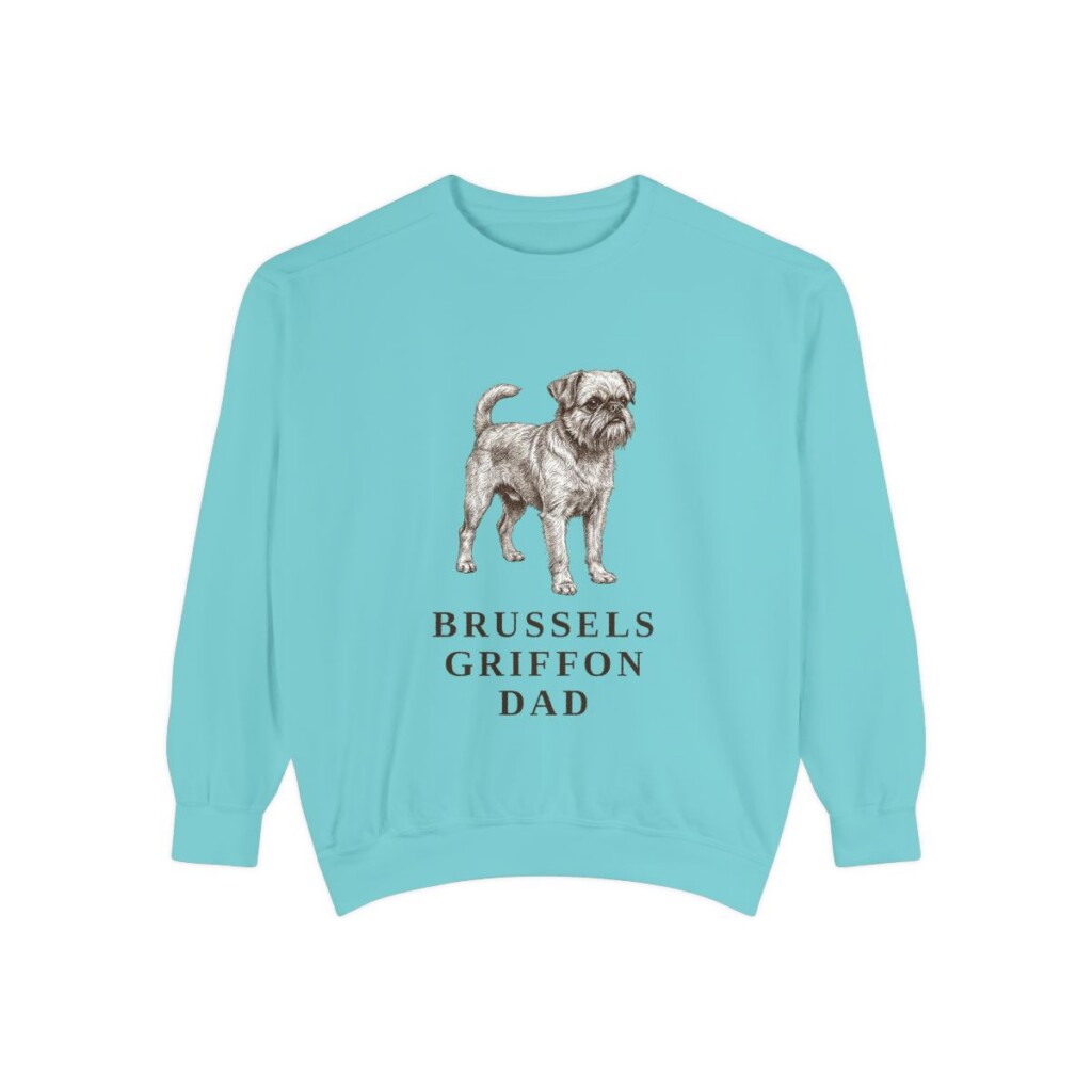 Brussels Griffon Dad Sweatshirt, Chalky Mint, front view