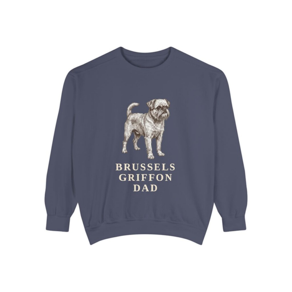 Brussels Griffon Dad Sweatshirt, Denim, front view
