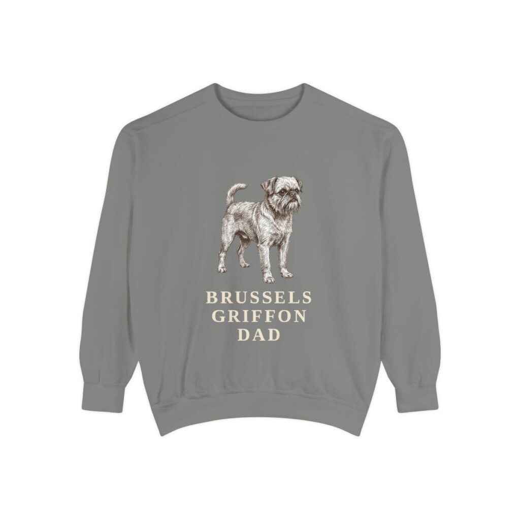 Brussels Griffon Dad Sweatshirt, Grey, front view