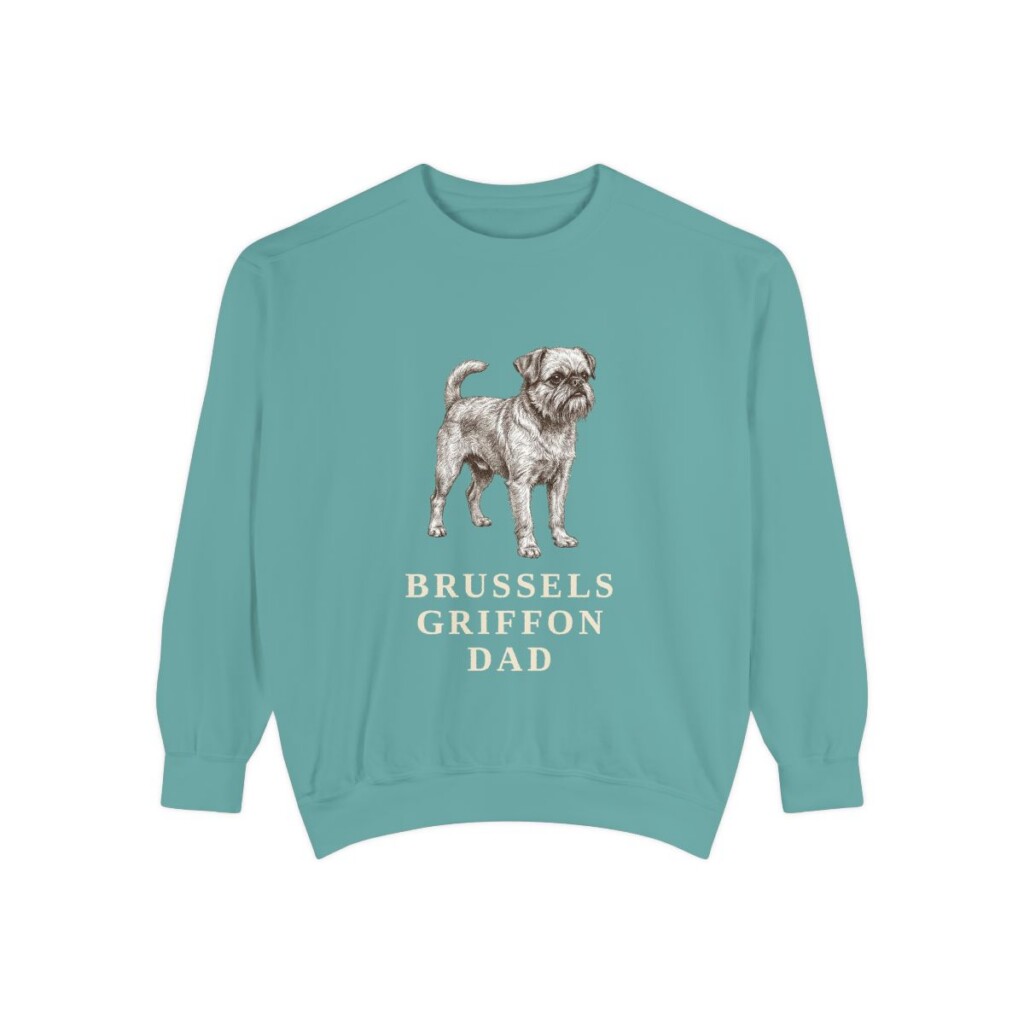 Brussels Griffon Dad Sweatshirt, Seafoam, front view
