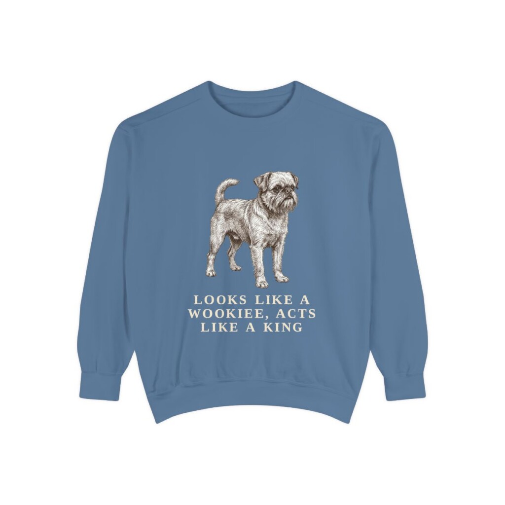 Brussels Griffon Humor Sweatshirt, Blue Jean, front view