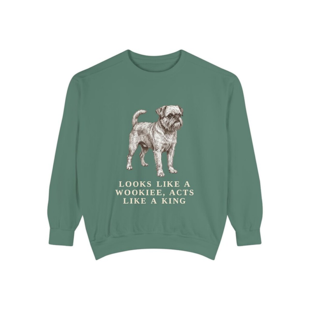 Brussels Griffon Humor Sweatshirt, Light Green, front view