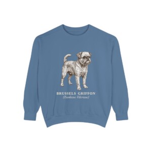 Brussels Griffon Latin Sweatshirt, Blue Jean, front view