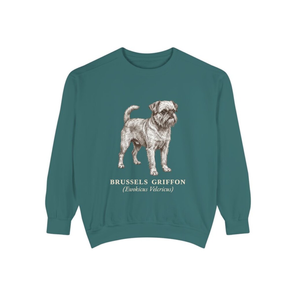 Brussels Griffon Latin Sweatshirt, Blue Spruce, front view