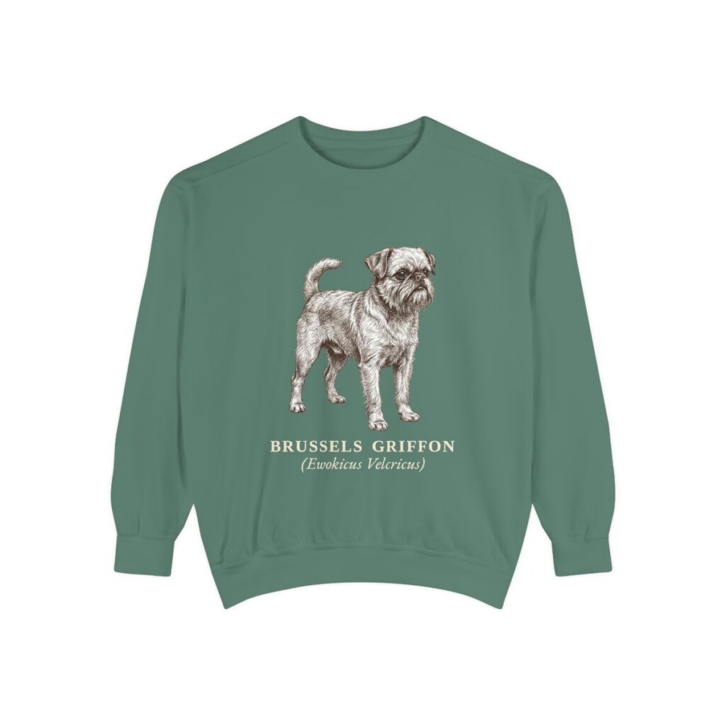 Brussels Griffon Latin Sweatshirt, Light Green, front view