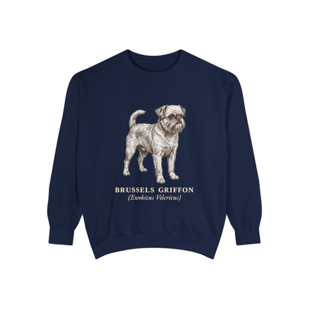 Brussels Griffon Latin Sweatshirt, True Navy, front view