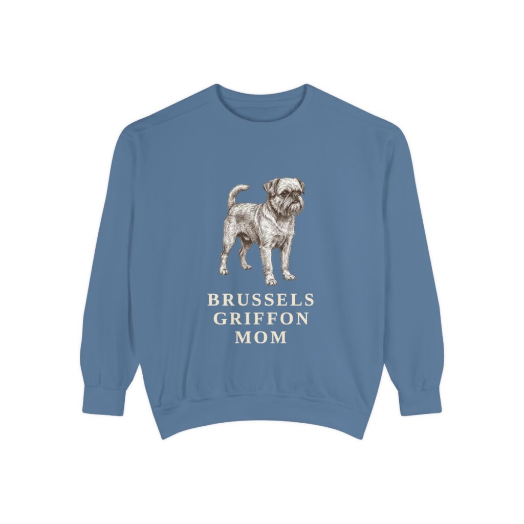 Brussels Griffon Mom Sweatshirt, Blue Jean, front view