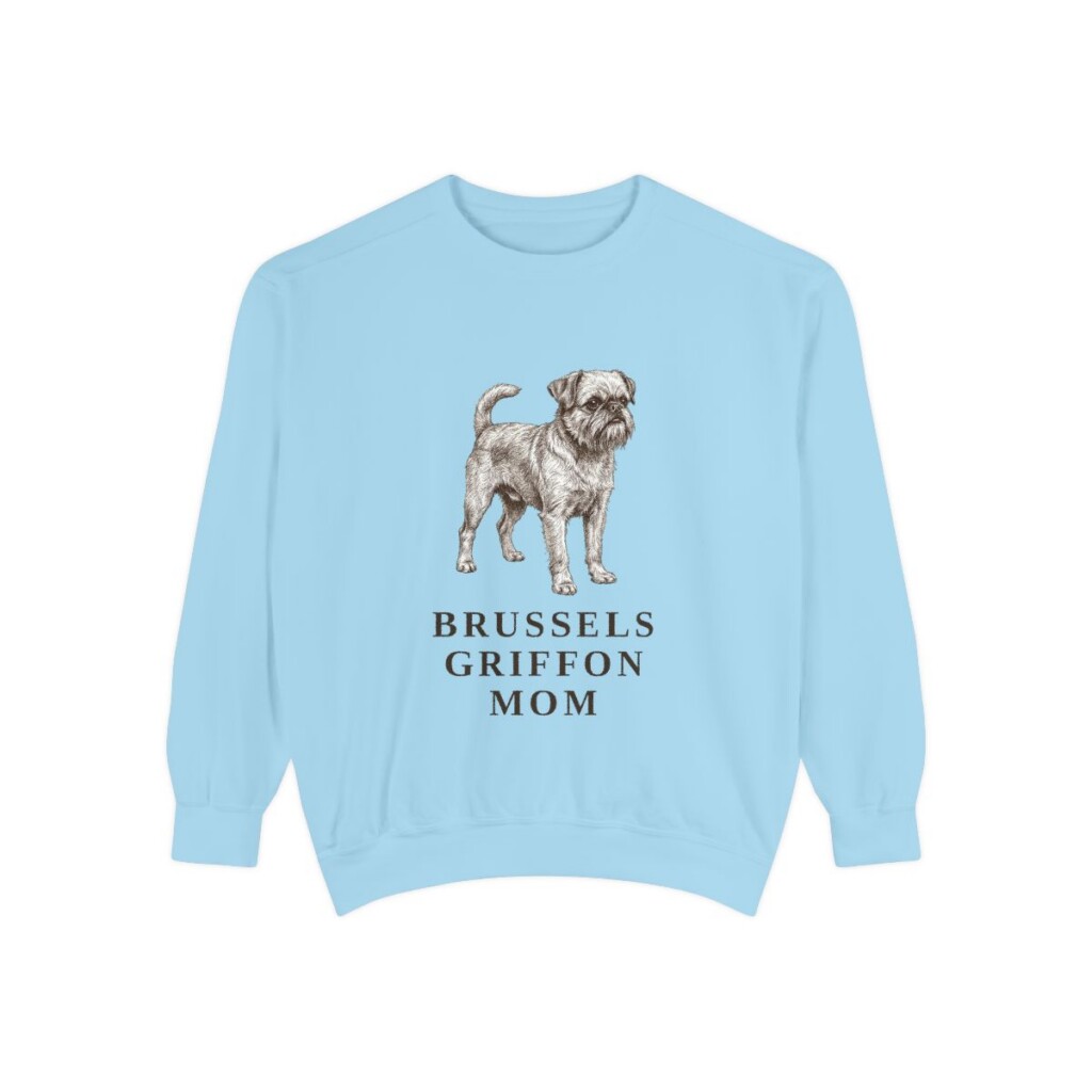 Brussels Griffon Mom Sweatshirt, Chambray, front view