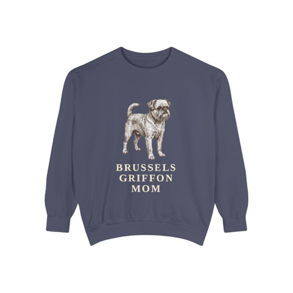 Brussels Griffon Mom Sweatshirt, Denim, front view