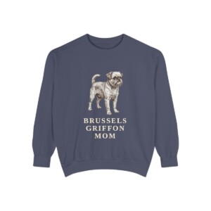 Brussels Griffon Mom Sweatshirt, Denim, front view