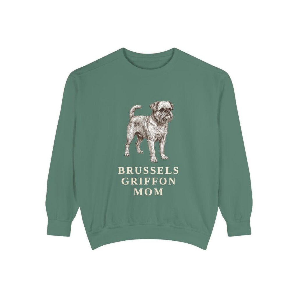 Brussels Griffon Mom Sweatshirt, Light Green, front view