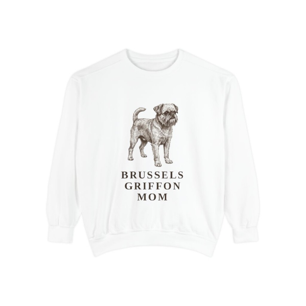 Brussels Griffon Mom Sweatshirt, White, front view