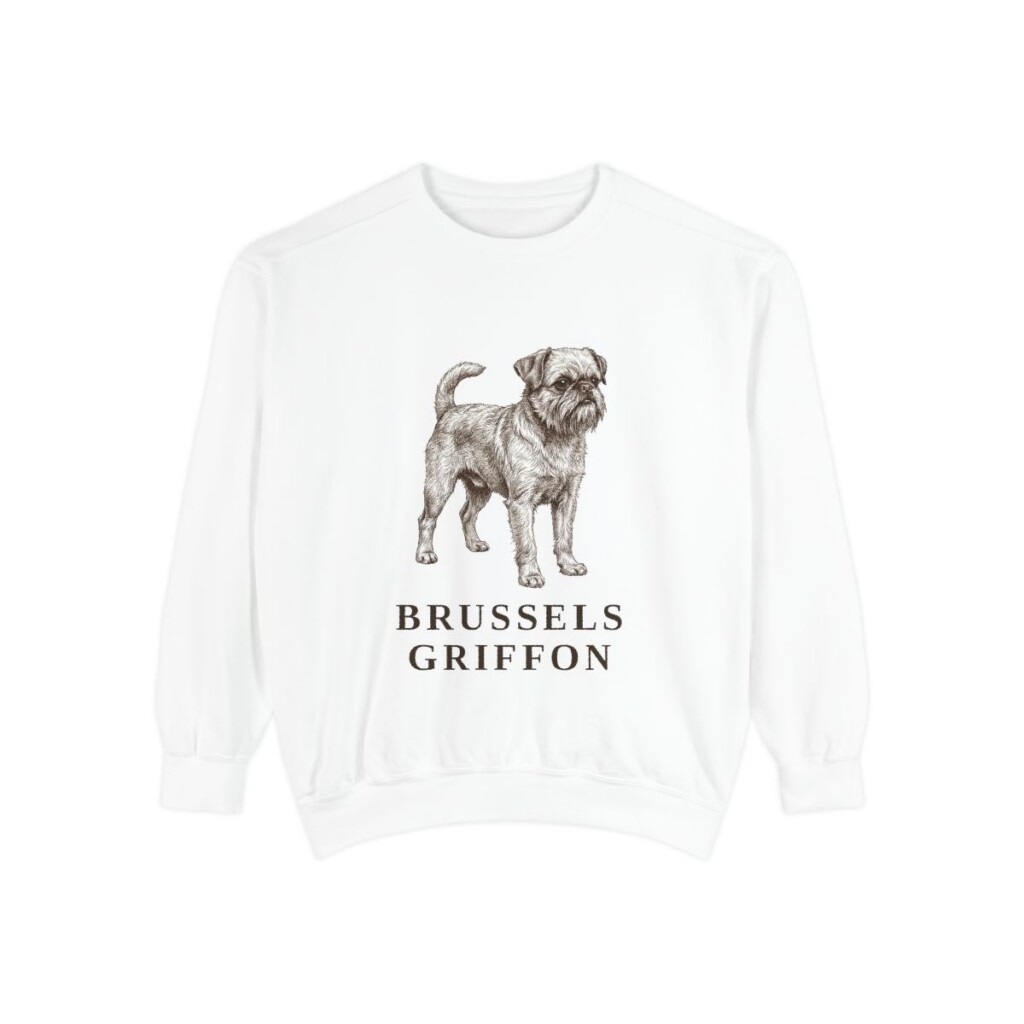 Brussels Griffon Sweatshirt, White, front view