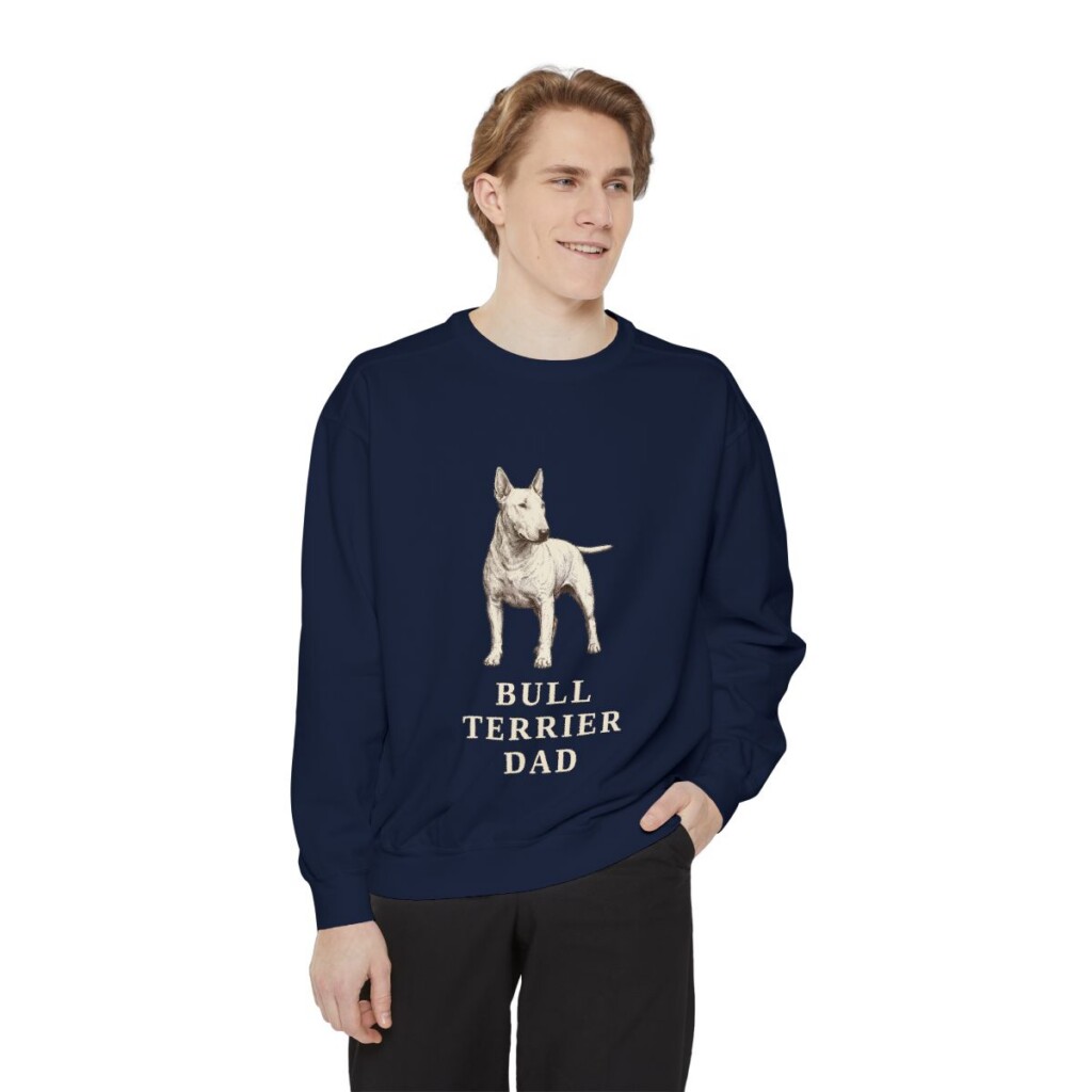 Bull Terrier Dad Sweatshirt, True Navy, person 1 front