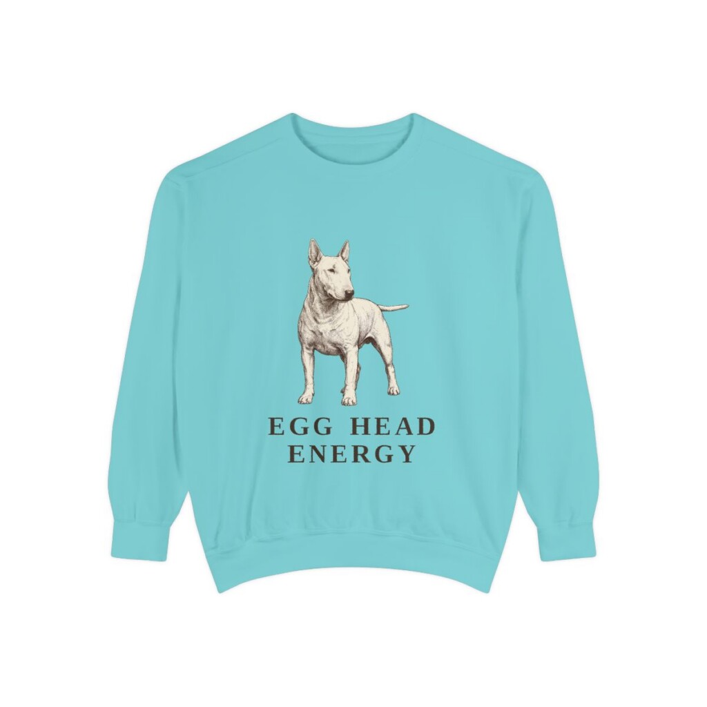Bull Terrier Humor Sweatshirt, Chalky Mint, front view