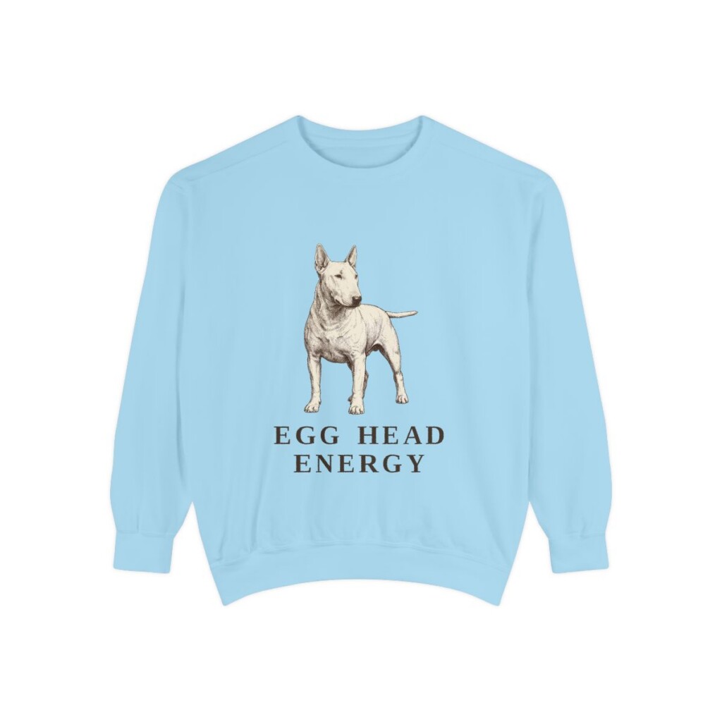 Bull Terrier Humor Sweatshirt, Chambray, front view
