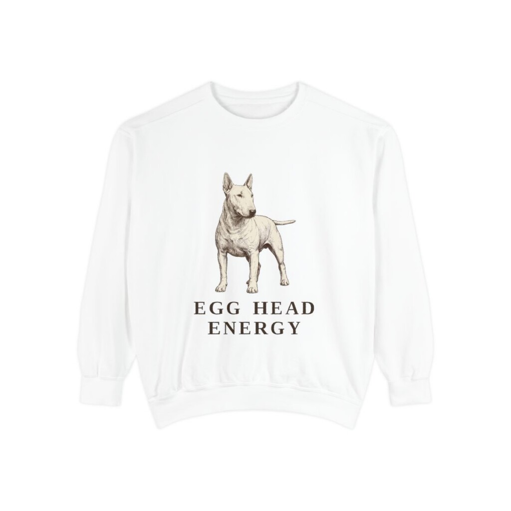 Bull Terrier Humor Sweatshirt, White, front view