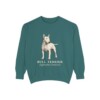 Bull Terrier Latin Sweatshirt, Blue Spruce, front view