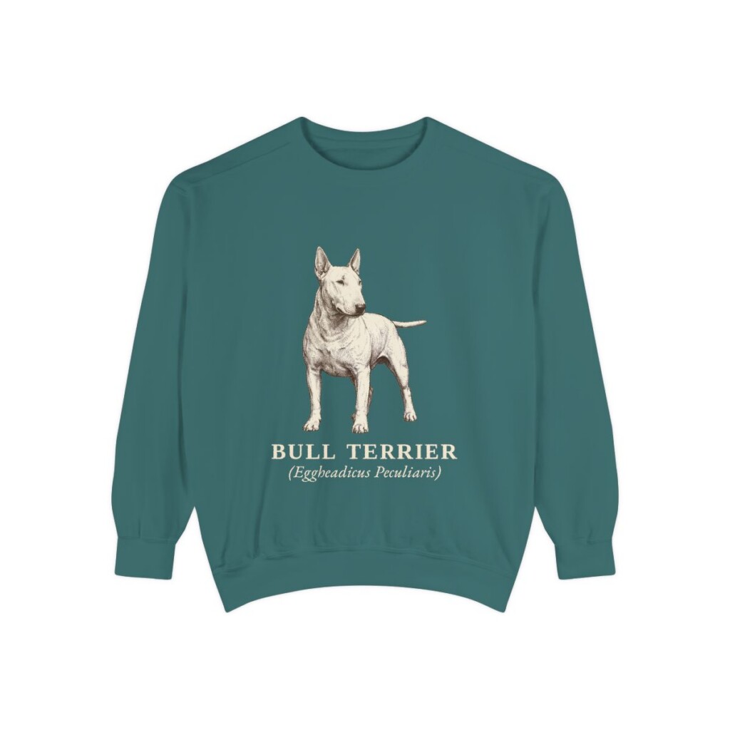 Bull Terrier Latin Sweatshirt, Blue Spruce, front view