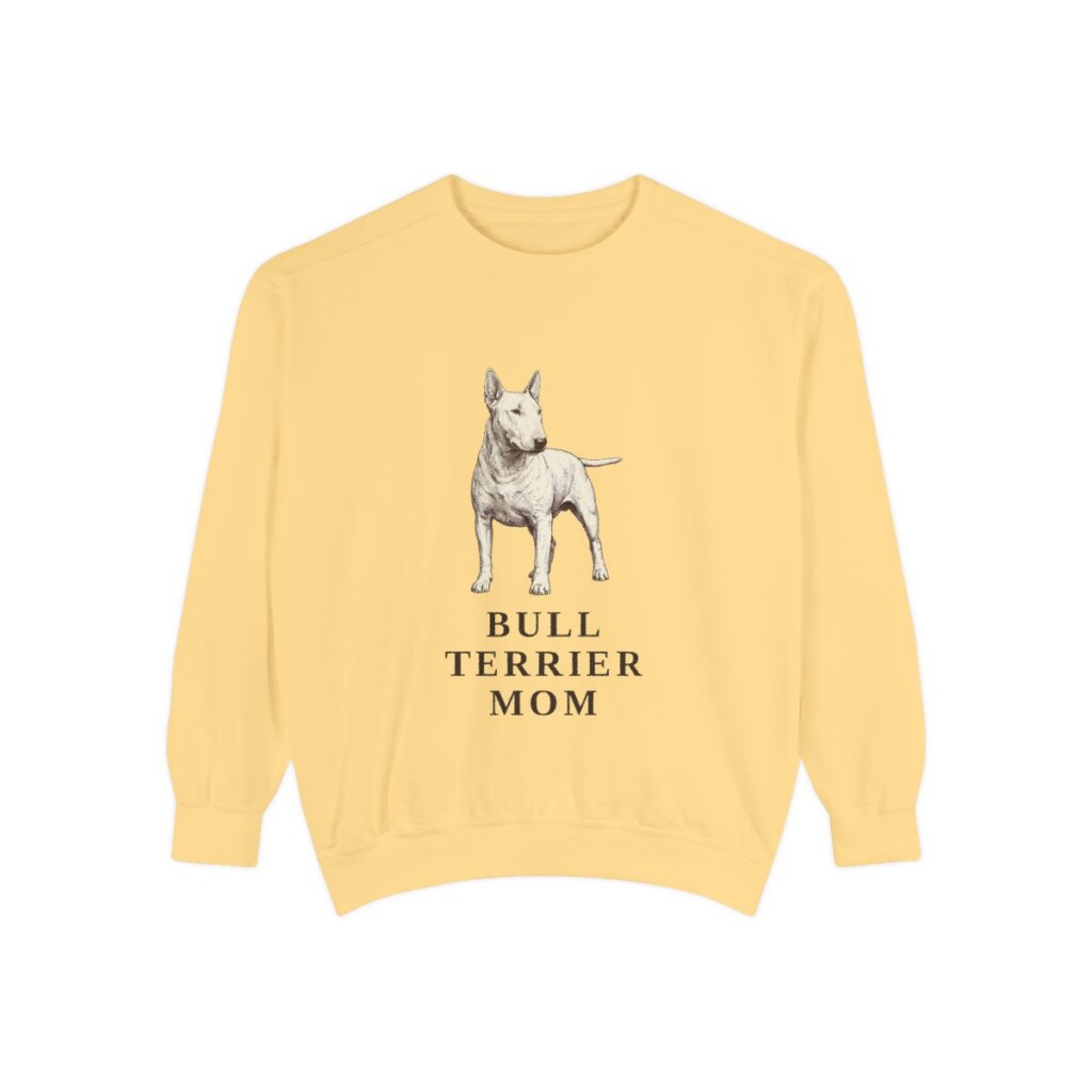 Bull Terrier Mom Sweatshirt, Butter, front view