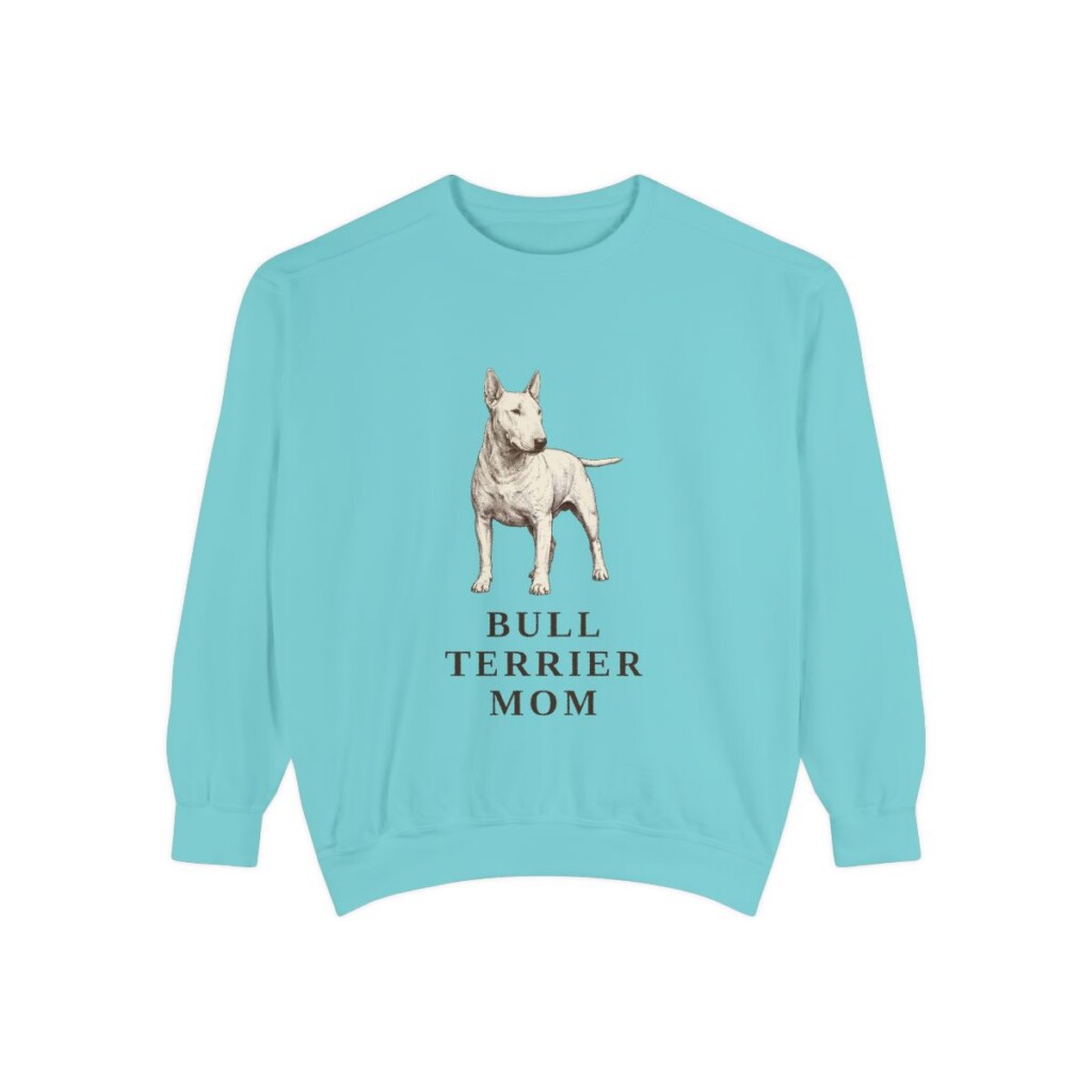 Bull Terrier Mom Sweatshirt, Chalky Mint, front view