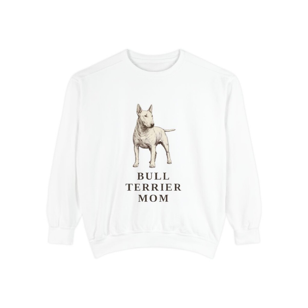 Bull Terrier Mom Sweatshirt, White, front view