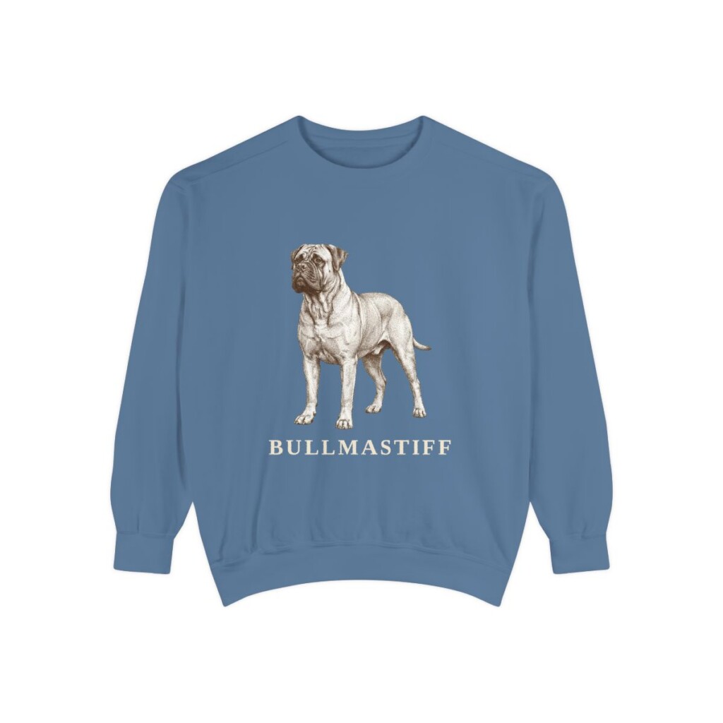 bullmastiff-sweatshirt-blue-jean Bullmastiff Sweatshirt, Blue Jean, front view