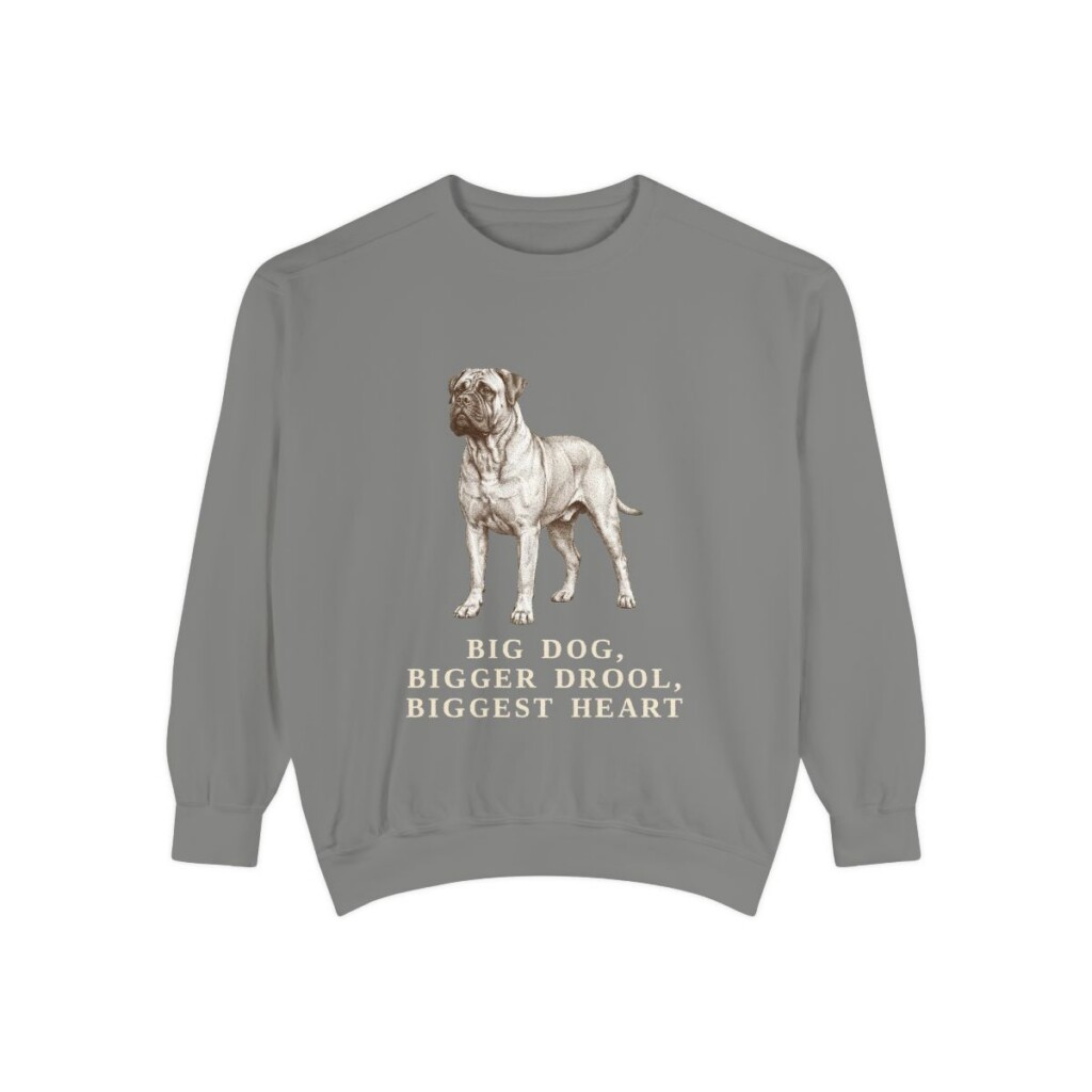 Bullmastiff Humor Sweatshirt, Grey, front view