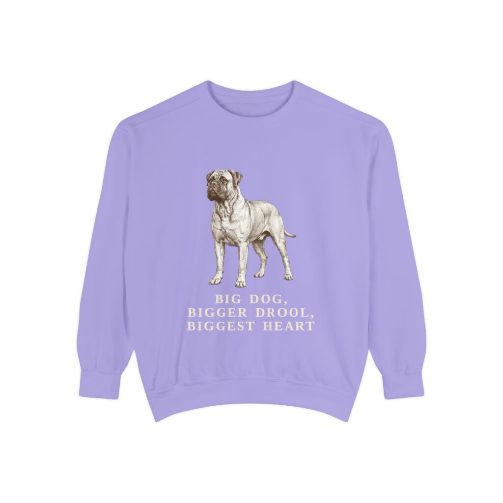 Bullmastiff Humor Sweatshirt, Violet, front view