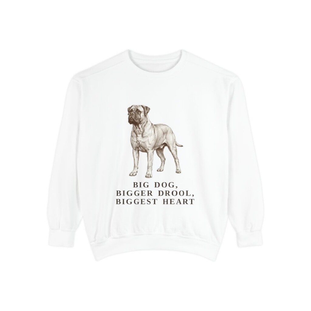 Bullmastiff Humor Sweatshirt, White, front view