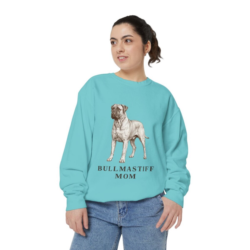 Bullmastiff Mom Sweatshirt, Chalky Mint, person 2 front