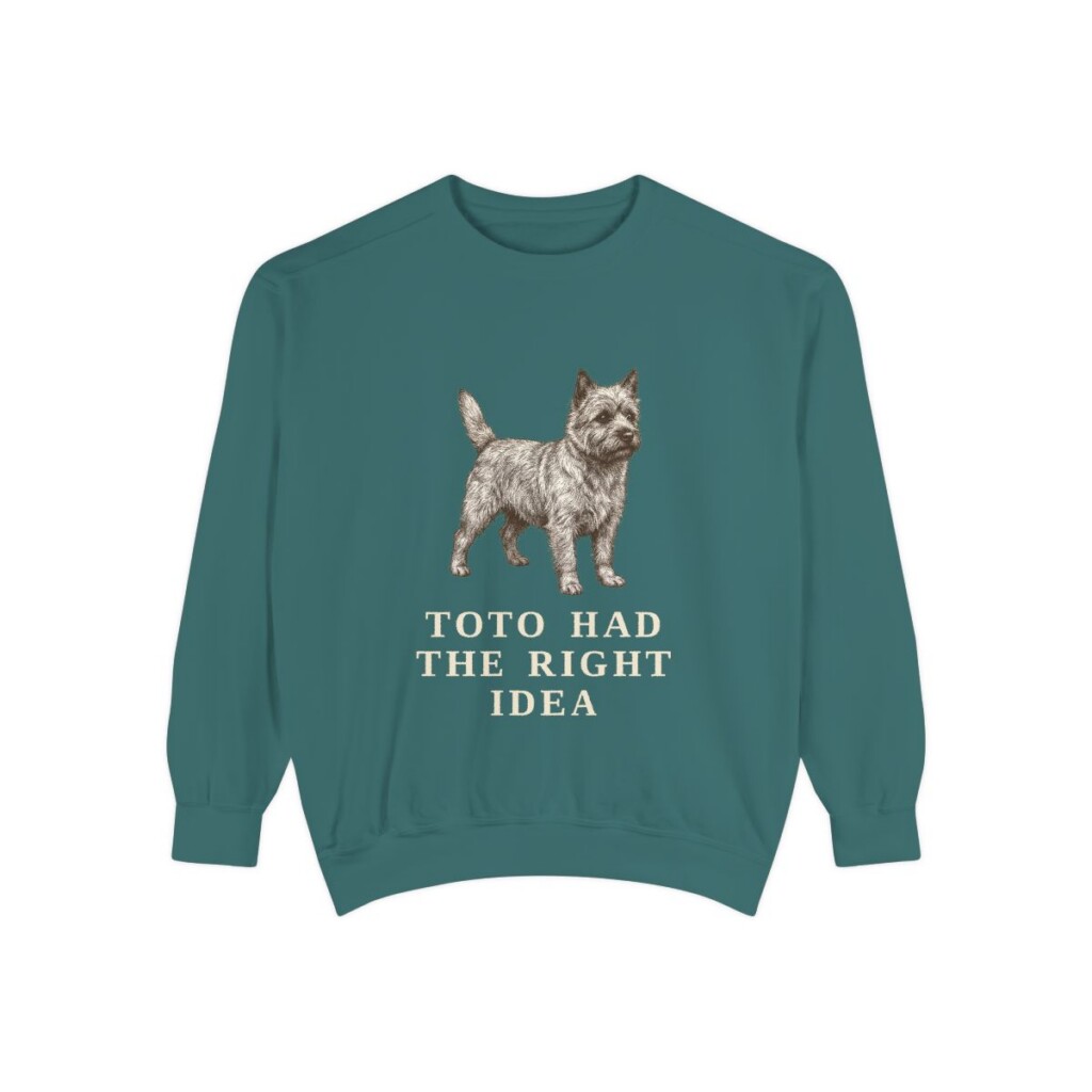 cairn-terrier-sweatshirt-humor-blue-spruce Cairn Terrier Humor Sweatshirt, Blue Spruce, front view