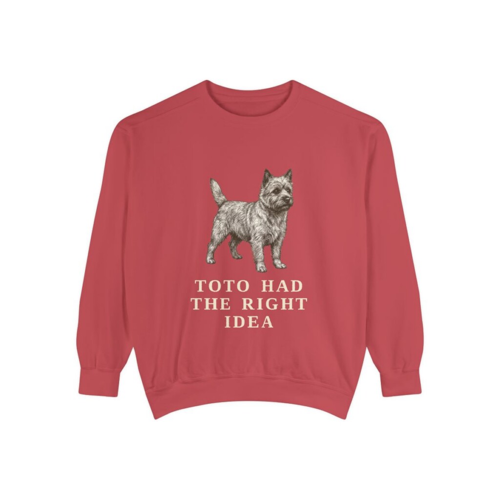 cairn-terrier-sweatshirt-humor-crimson Cairn Terrier Humor Sweatshirt, Crimson, front view