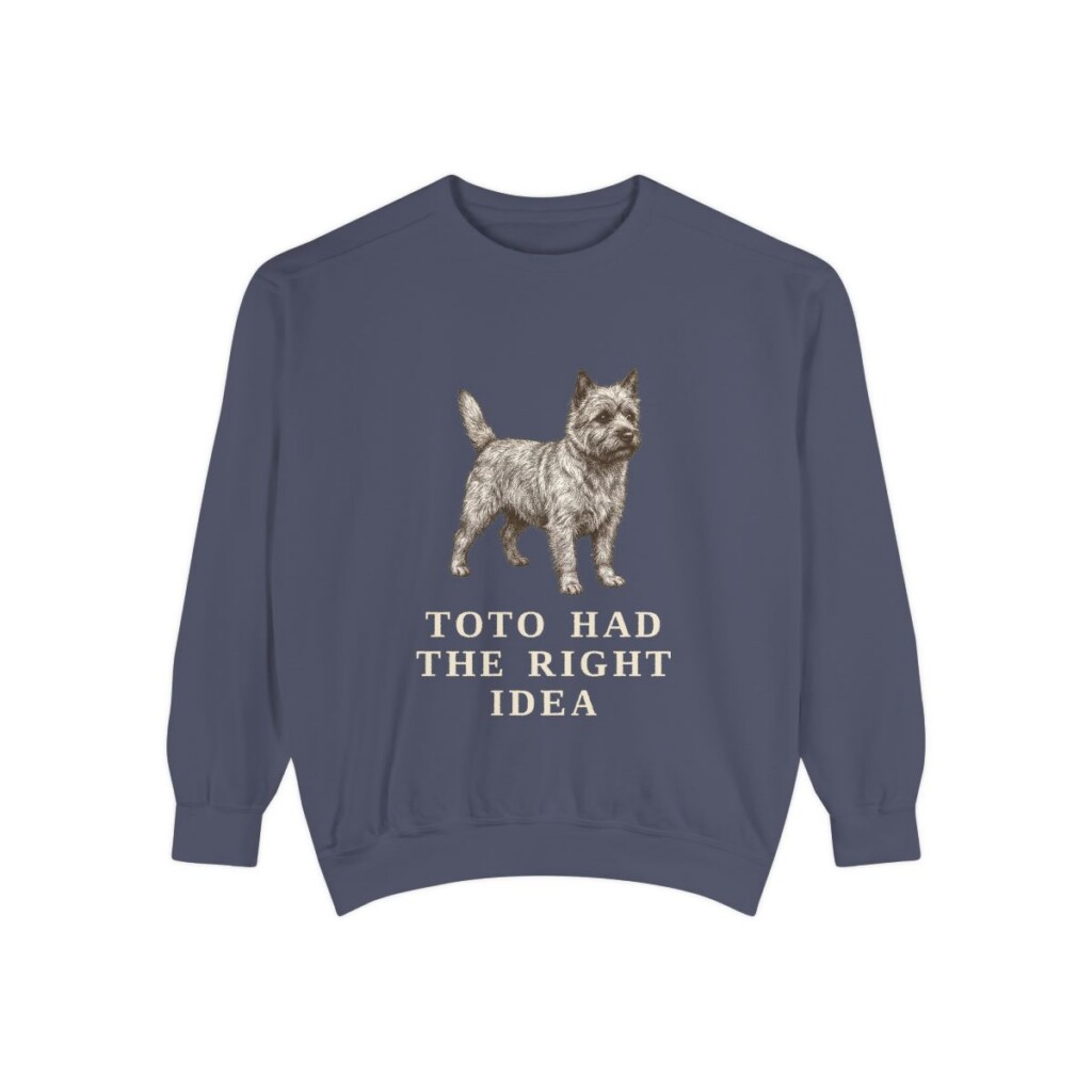 cairn-terrier-sweatshirt-humor-denim Cairn Terrier Humor Sweatshirt, Denim, front view